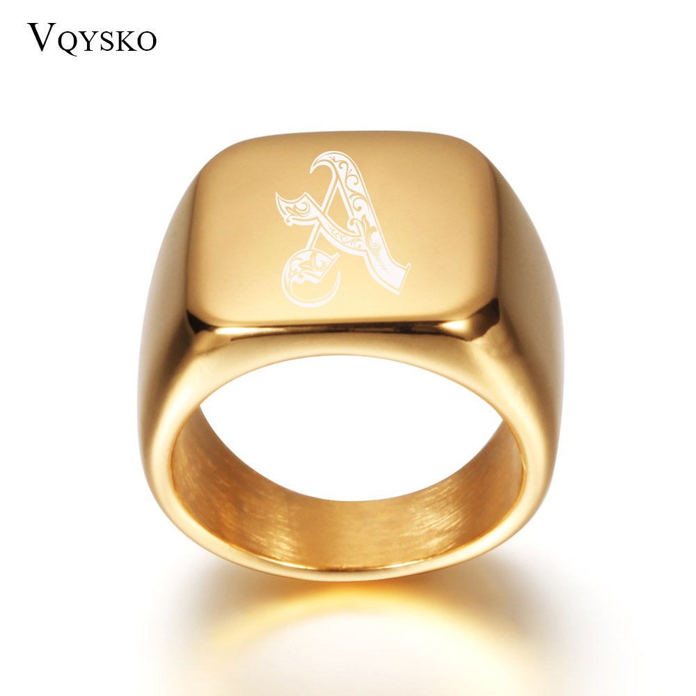 Initial Ring Custom - Gold Tone Mens Big Letter Rings