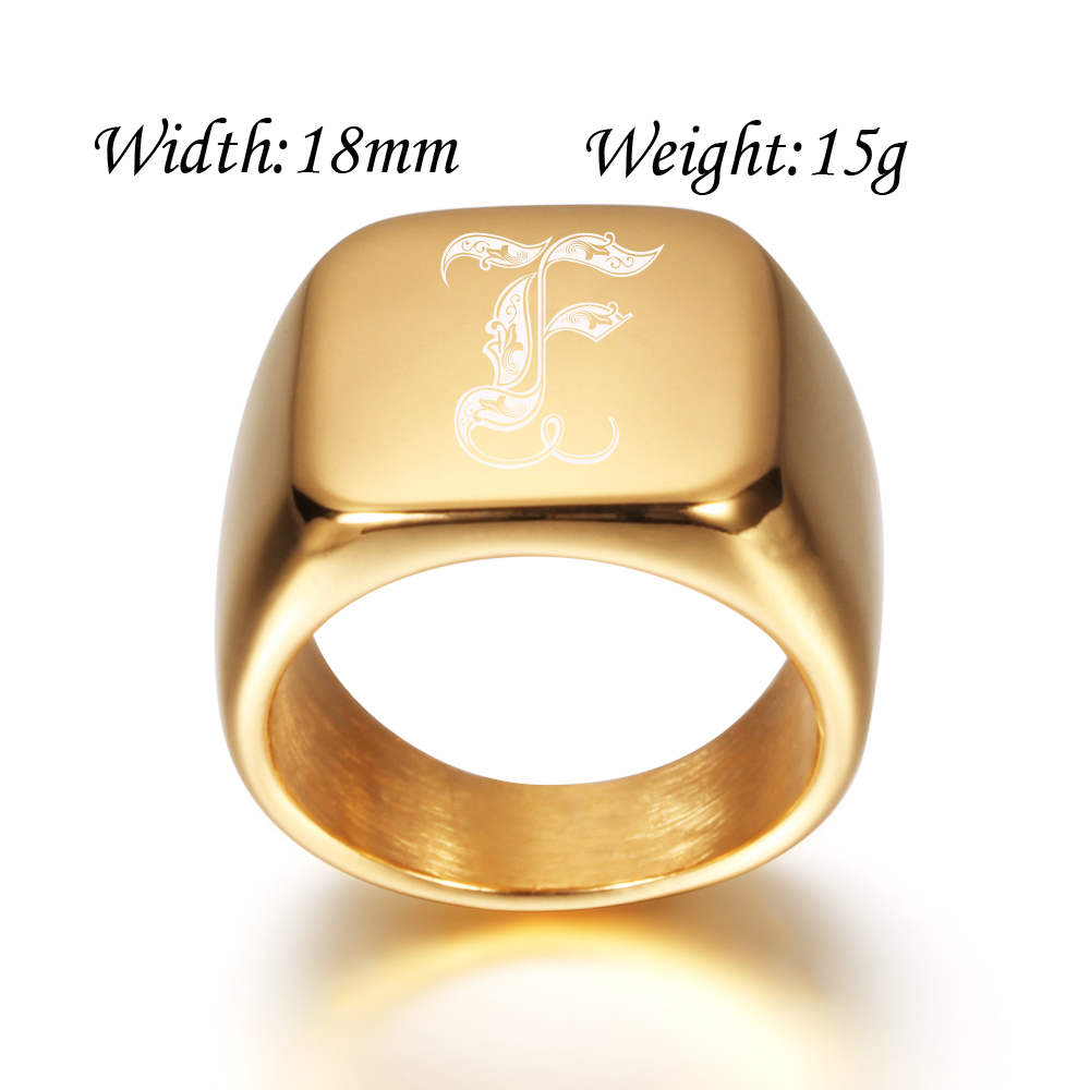 Gold Tone Mens Big Letter Ring - Initial Ring Custom ulasan dan harga