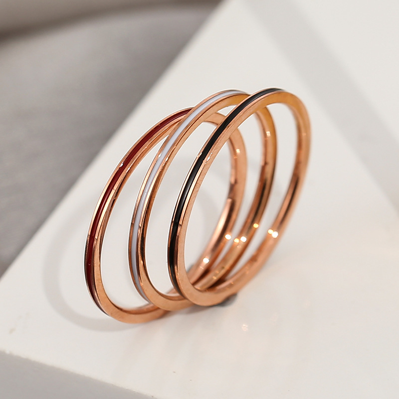 Titanium Steel Rose Gold Color - Initial Ring Custom ulasan dan harga