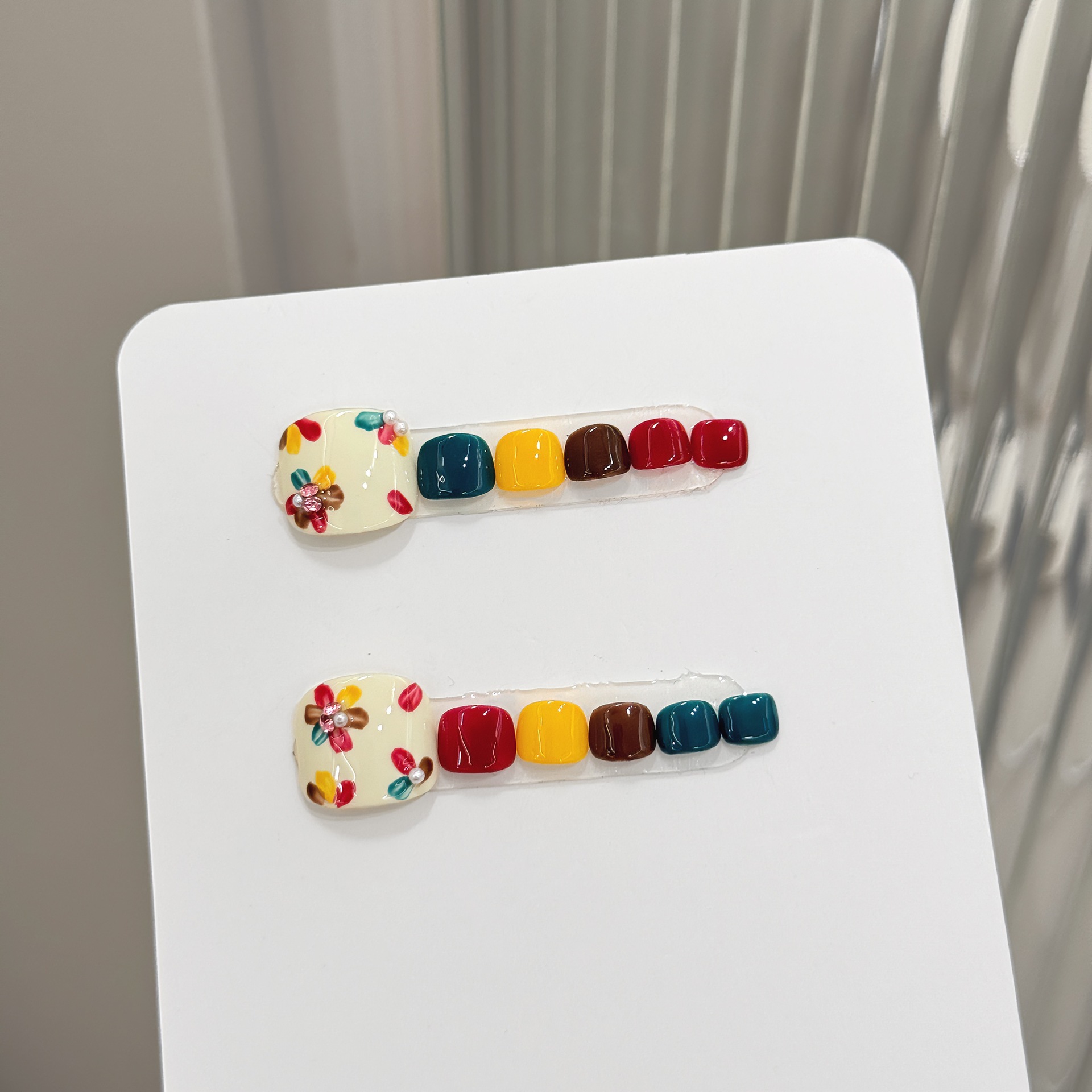 12pcs Handmade Press on Toenai - Pressed Flower Art ulasan dan harga