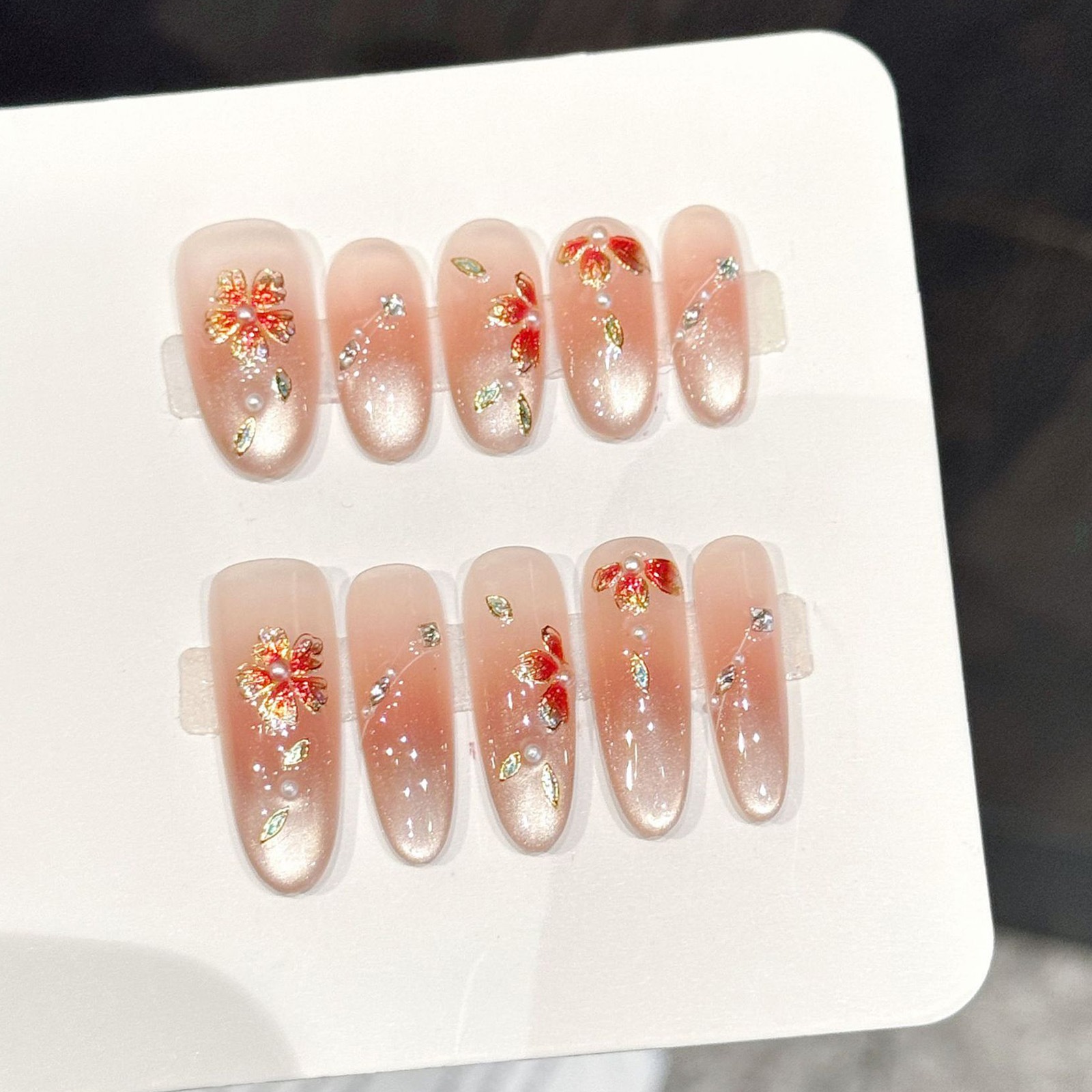 10pcs Handmade Fake Nails Pres - Pressed Flower Art ulasan dan harga